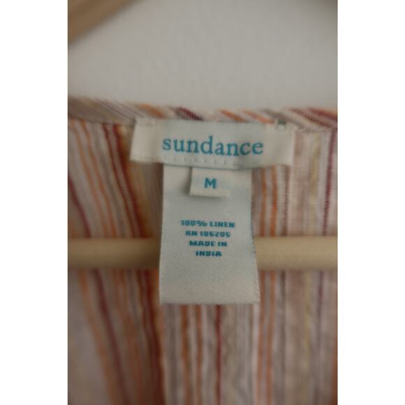 Sundance Striped Linen Amelia Top with Pintuck Detail Women's Size Medium - Picture 3 of 5